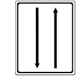 VZ 521 - 30 - Fahrstreifentafel mit Gegenverkehr