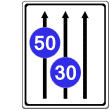 VZ 525 - 31 - Fahrstreifentafel ohne Gegenverkehr und mit vorgeschriebener Mindestgeschwindigkeit