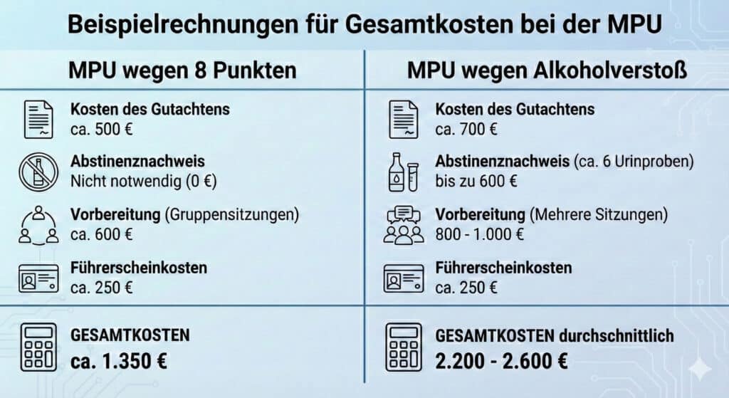 Grafik zur Beispielrechnung für MPU-Kosten