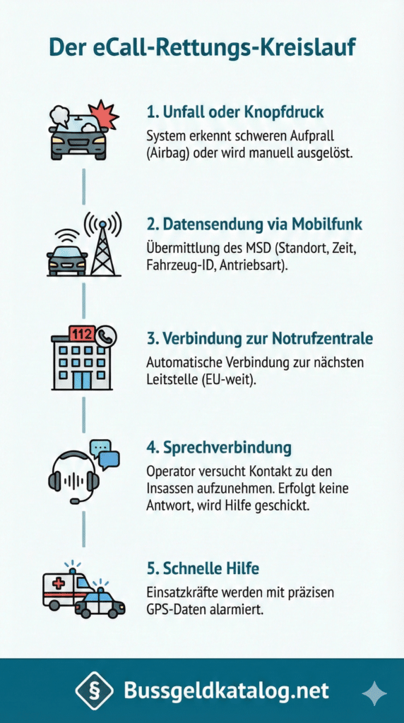 Die Funktion des eCalls visualisiert.