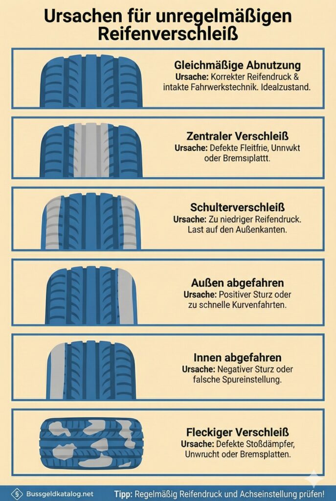 Unregelmäßiger Reifenverschleiß: Was sind die Ursachen?