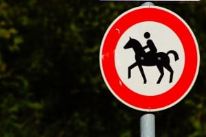 Verkehrszeichen 258: Hier ist das Reiten verboten.