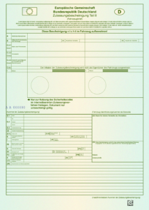 Muster der Zulassungsbescheinigung Teil II